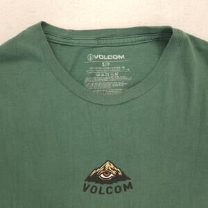 Volcom Mountain Crew Neck Short Sleeve Graphic T Shirt Mens Size Small S Green